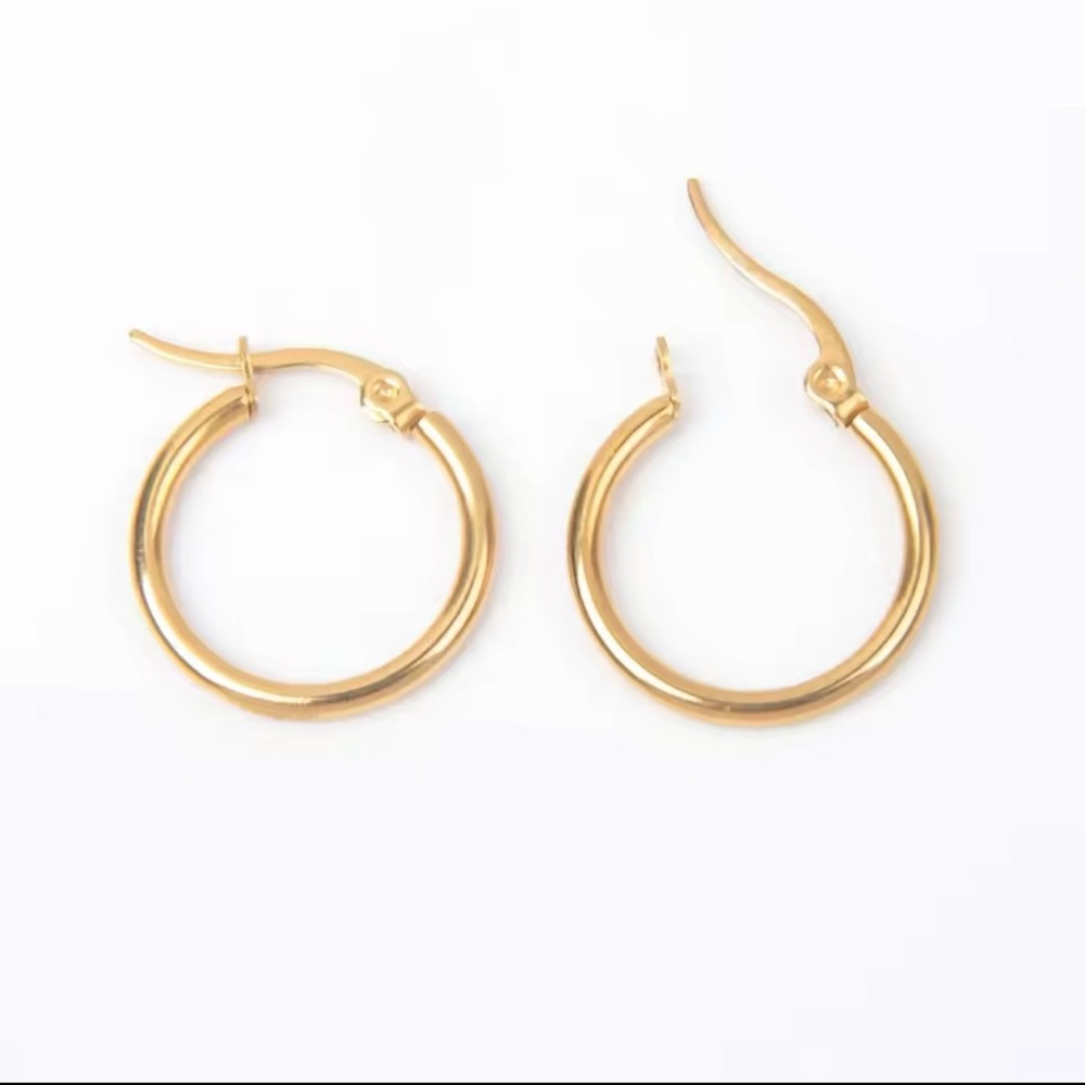 Chic 18k Gold plated stainless steel Hoop Earrings